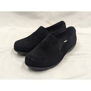 Abeo Womens Ayka Flat Size 9.5 Black Suede Shoe Arch Support Loafer SlipOn Comfy